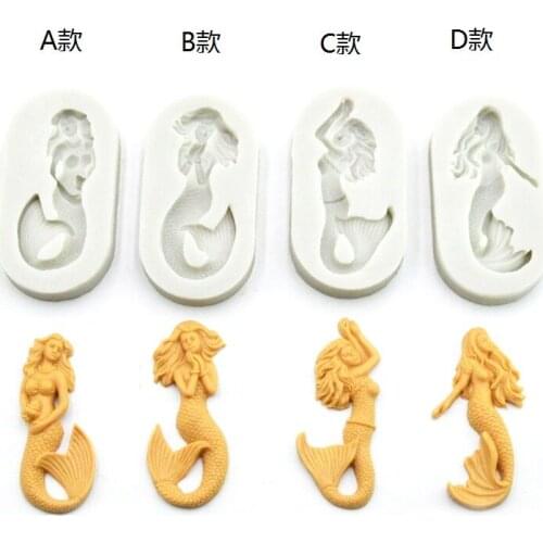 Beautiful Mermaid Girl Cartoon chocolate sugarcraft Soap silicone mold wedding cake decorating mold