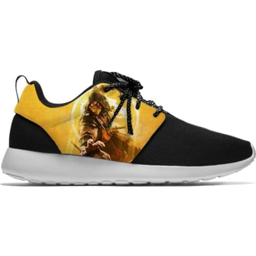 Mortal Kombat Game Scorpion Fashion Cool Classic Sport Running Shoes Lightweight Breathable 3D Printed Men women Mesh Sneakers