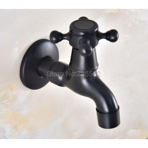 Black Oil Rubbed Brass Bathroom Wall Mounted Single Cold Water Faucet Washing Machine Sink Mop Pool Outdoor Garden Tap Lav339
