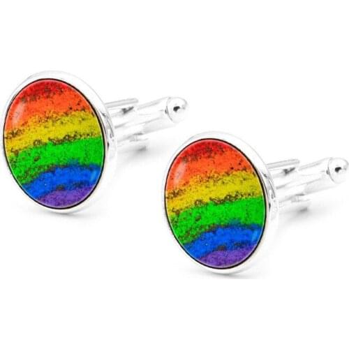 XK-5HXK0216 French Suits Cufflinks with Rainbow Pattern Retro Men Shirts Sleeve Nails Male Cuff Link for Collection