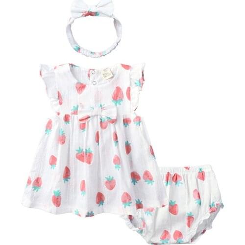 2021 New Summer Baby Girl Clothes Sets Newborn Dresses PP Pant Suit Infant White Fashion Headwear Girls Clothing