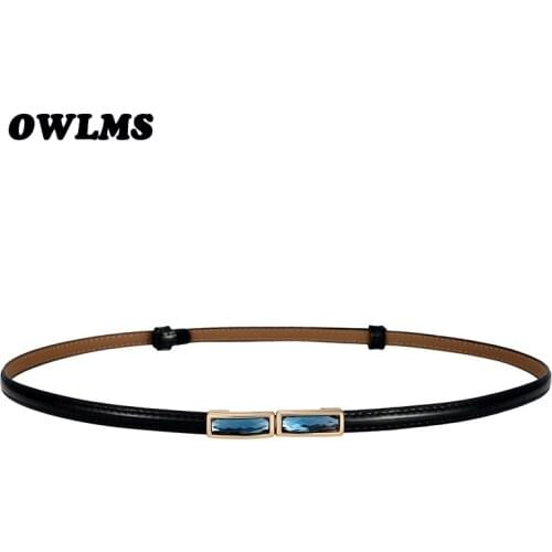 Newest HOT Patent Leather Dress Thin Belts For Women Candy Color square crystal buckle Woman Belt adjust cummerbund waist strap