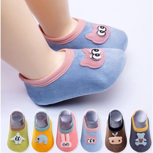 Autumn Winter Baby Shoes Socks Children Infant Cartoon Socks Kid Indoor Floor Shoes Leather Sole Non-Slip Socks Baby Crib Shoes