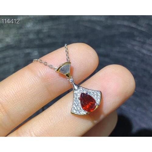 Big sale natural garnet pendant of necklace for women jewelry waterdrop natural gem gift real 925 silver birthstone love gift