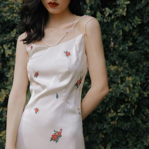 Sexy Party Midi Floral Dresses Women 2021 Vintage Old French Print Spaghetti Strap Dress Backless Korean Beach Dress Summer Boho