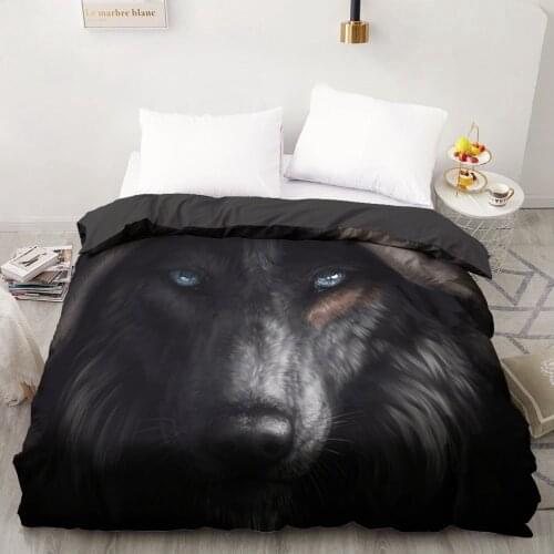 3D HD Digital Printing Custom Duvet Cover,Comforter/Quilt/Blanket case Queen King Bedding 240x220,Bedclothes Animal Black wolf