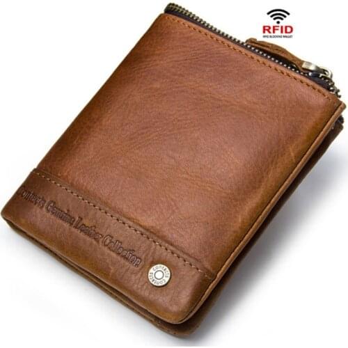 Luxury 100% Genuine Leather Wallet With Coin Pocket Purses Male Wallets Fashion Short Bifold Men Wallet Casual Soild Men Wallets