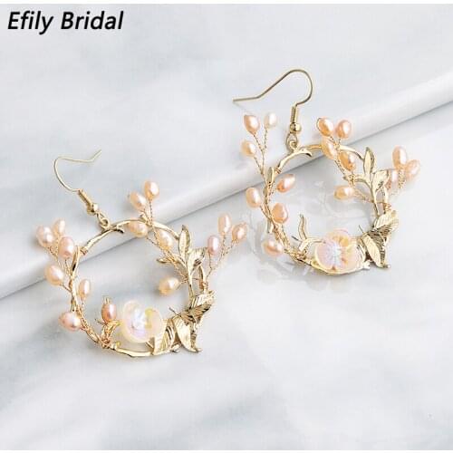 Efily Handmade Freshwater Pearl Earrings for Women Accessories Fashion Gold Drop Earring Party Prom Jewelry Bridesmaid Gifts