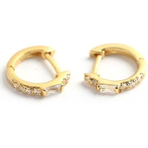 925 Sterling Silver Earring Simple Fashion Rectangle Diamond Shiny Ear Ring Ear Bone Buckle Trend Wild Woman Girl Silver Ear Jew