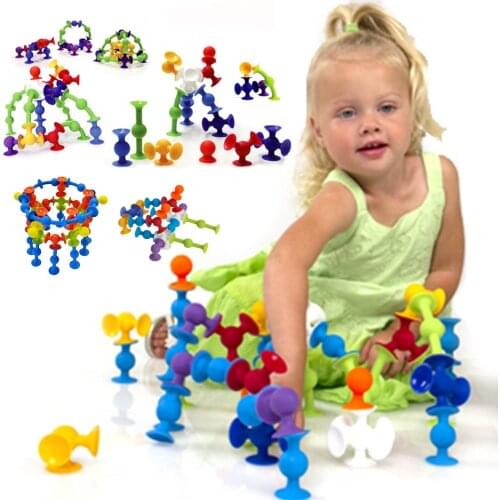 DIY Silicone Building Blocks Assembled Sucker Suction Cup Funny Construction Toy Educational Children Toys Blocks Kids Toys