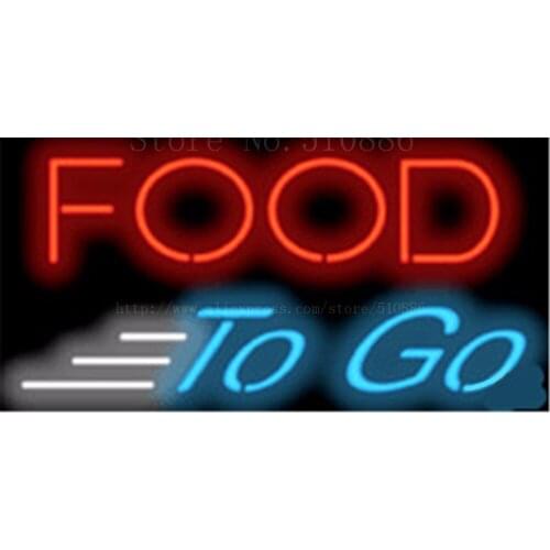 Food To Go Glass Tube neon sign Handcrafted Display Light Bar Beer Pub Club signs Shop Store Business Signboard signage 17"x14"