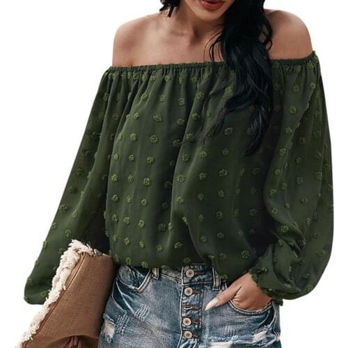 Women Blouse Long Sleeve Blouses and shirts Breathable Polyester One Shoulder Shirt for Party blouses femme fashion blouses