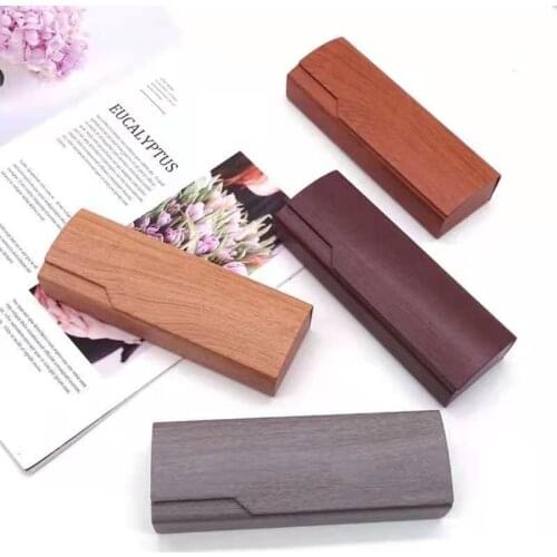 PU Leather Eyewear Cases Womens Eyeglasses Case Men Reading Glasses Box with Wood Grain for Sunglasses
