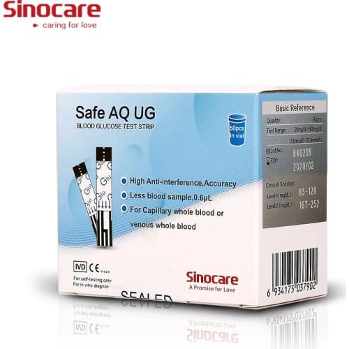 [50PCS/100PCS] Sinocare Blood Glucose Test Strips for Safe AQ UG only
