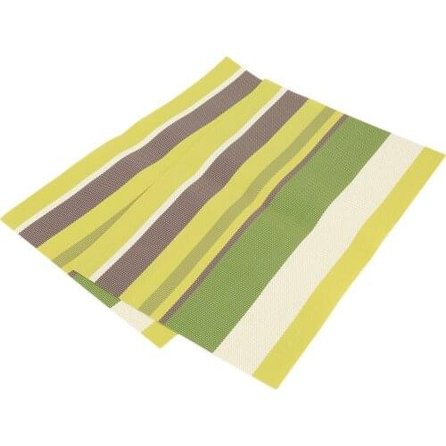 2Pcs Stripe PVC Heat Insulation Table Mat Waterproof Anti-Skid Dining Table Placemats Pot Cup Mat For Kitchen Accessories