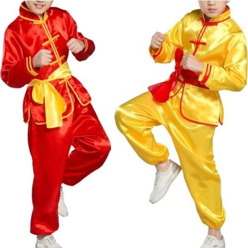 3colors red/white/yellow Adult&children tai chi traditional martial arts suits kung fu clothes uniforms kids clothing set