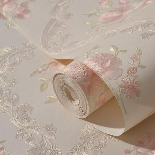 Beibehang Fine pressure Continental garden flowers three - dimensional non - woven wallpaper warm bedroom living room full shop