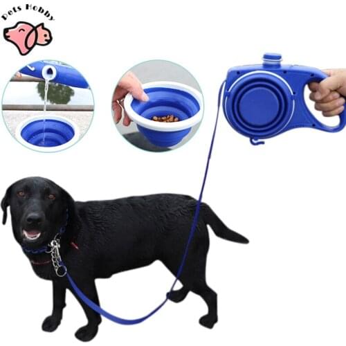 3 in 1 Pet Dog Leash With Built-in Water Bottle Bowl Multifunction Walking Leash Lead Outdoor Travel Portable Dog Cat Leash Rope