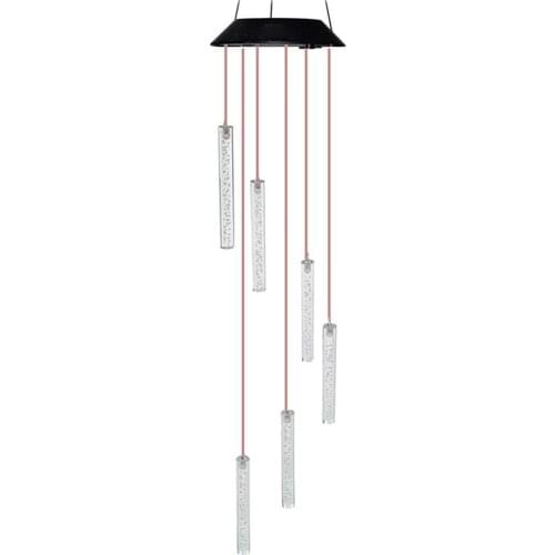 6 Bubble Column Solar Wind Chime Lamp LED Outdoor Landscape Wind Bell Light Water Courtyard Garden Decoration Wind Chime