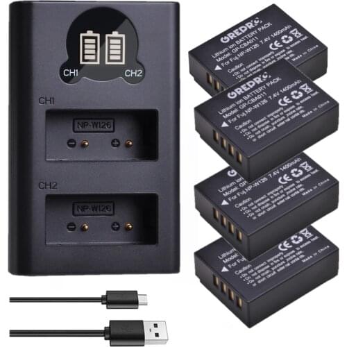 NP-W126S NP-W126 NPW126 Battery with NP W126 Charger for Fujifilm X-T1 X-T20 X-T3 X-T30 X-T2, X-A1 X-A2 X-A3 X-A5 X-A1