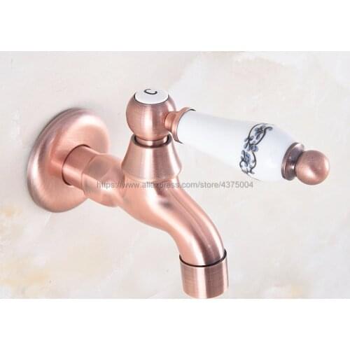 Antique Red Copper Wall-mounted Mop Pool Sink Tap for Kitchen Bathroom Garden Single Handle Cold Water Faucet Nav331