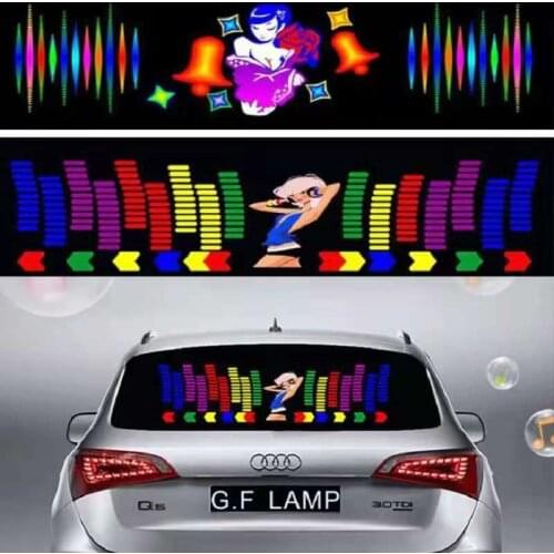 Car Rear Windshield Accessories Light Car Interior Atmosphere Music Rhythm LED Flash Light Lamp Decorative Styling Sticker