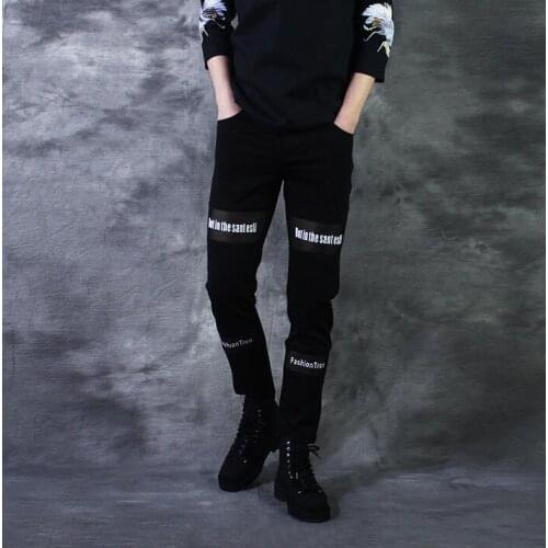 Autumn perspectivity print punk skinny pants mens casual pants slim trousers male taper pants black pantalon hombre novelty