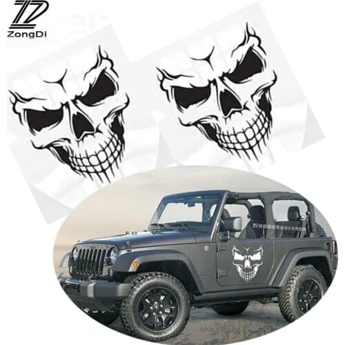ZD Punisher Skull For Kia Rio 3 Ceed Toyota Corolla 2008 Avensis C-HR RAV4 Mazda 3 6 Car Vent Hood Tire Reflective Decal Sticker