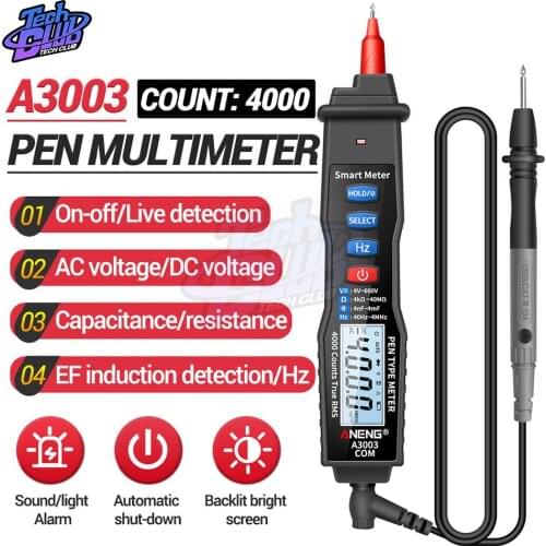 A3003 Digital Multimeter Pen Type Meter 4000 Counts with Non Contact AC/DC Voltage Resistance Capacitance Hz Tester Tool