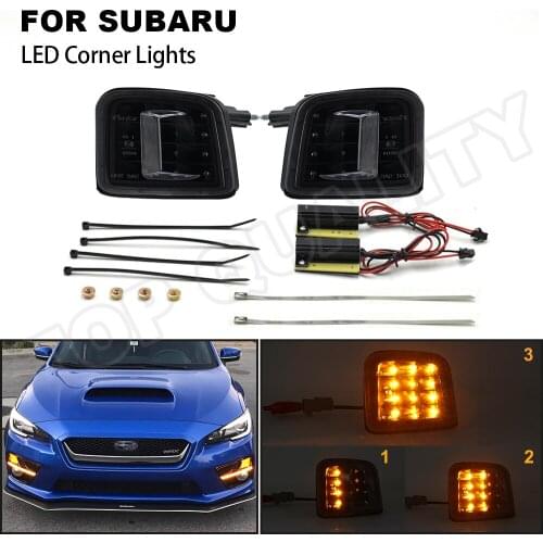 Dynamic Car Error Free LED Corner Light Left Right Clear Len Black Base For Subaru STI/WRX 2015-2017 Sequential Turn Signal Lamp