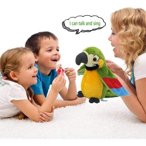 Electric Talking Parrot Plush Toy Cute Speaking Record Repeats Waving Wings Electroni Bird Stuffed Plush Toy Kids Birthday Gift