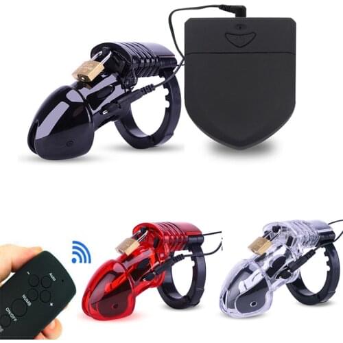 Electro Shock Cock Cage Wireless Remote Host Control Penis Belt Lock Chastity Device Adjustable Rings Adult Sex Toy For Men Gay