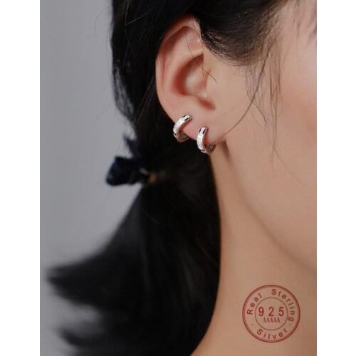 HI MAN 925 Sterling Silver EHalf Circle Micro-Inlaid Zircon Earrings Women Hip Hop Rock High-End Party Jewelry