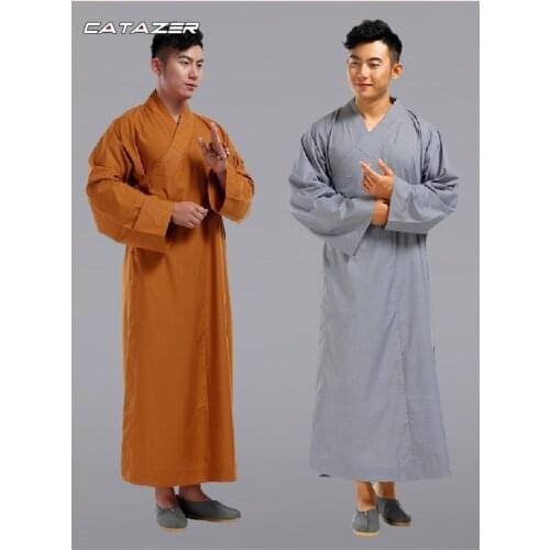 Cotton Buddhist Robe Shaolin Monk Dress Kung Fu Uniform Meditation Suit Costumes Unisex