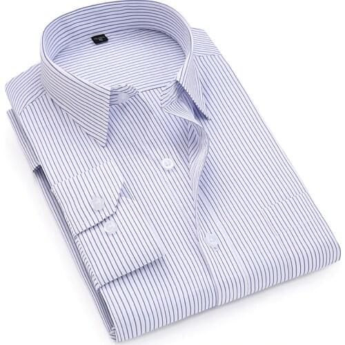 2019 Autumn Classic Men Striped Dress Shirt Long Sleeve Mens Business Formal Office Plus Size 7XL Tops Male Smart Casual Shirts