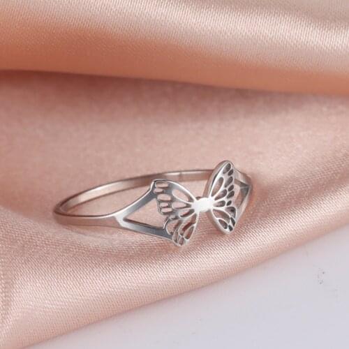 COOLTIME Trendy Butterfly Rings For Women Men Korean Style Lover Couple Rings Friendship Party Engagement Wedding Gift Jewelry