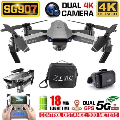 SG907 Quadcopter GPS Drone with 4K HD Dual Camera Wide Angle Anti-shake WIFI FPV RC Foldable Drones Professional GPS Follow Me