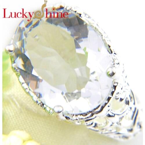 Luckyshine Wedding Jewelry Oval Shaped White Crystal Rings Fashion Classic Cz For Women Engagement Crystal For Lovers Ring
