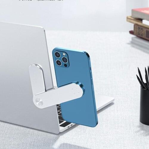 Magnetic Phone Holder for Laptop Side Mount for iPhone 12 Pro Max Slim Portable Foldable Pasted Computer Expansion Bracket Stand