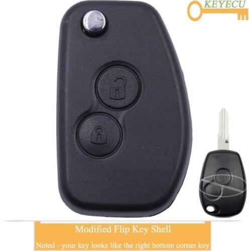 KEYECU Modified Flip Remote Car Key Case Shell for Renault Megan Modus Clio Modus Kangoo Logan Sandero Duster, Fob 2 Buttons