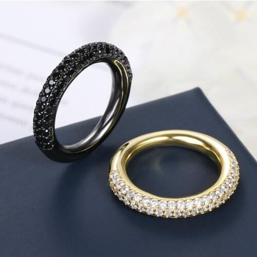 Fashion Gold Color Crystal Simple Round Rings For Women Luxury Elegant Zircon Engagement Rings Jewelry Party Gifts Zk30