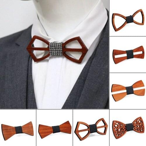 Fashion Mens Handmade Wooden Bow Tie Cadeau Homme Hot Sale Adjustable Strap Male Fashion Birthday Gifts Cravate Homme