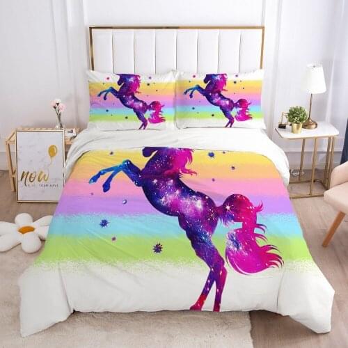 Cartoon Bedding Set for kids baby duvet cover set for home bed linen bed linings family sets Euro 70x70 Rainbow unicorn