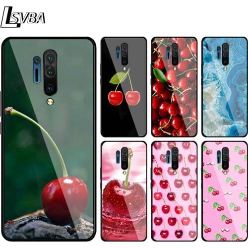 Soft Black Silicone Pink Cherries For OnePlus 5 5T 6 6T 7 7T 8 8Pro Super Bright Glossy Phone Case Cover