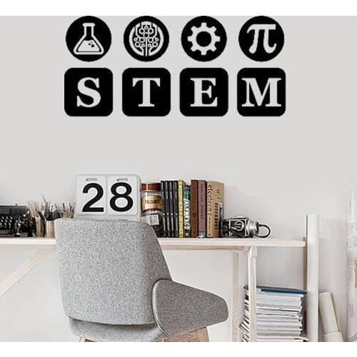 STEM Wall Decal Science Technology Engineering Mathematics Sign Vinyl Sticker Home Office School Classroom Decor Decals Y174
