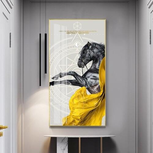 Nordic Style White Black Horse Canvas Poster Print Modern Wall Art Pictures For Living Room Bedroom Aisle Studio Entrance Lobby