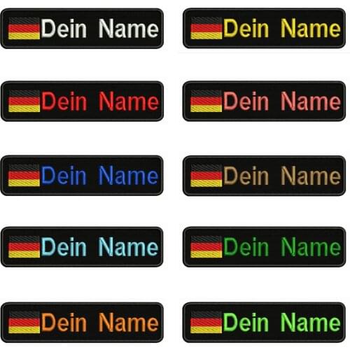 German flag Germany 10X2.5cm Embroidery Custom Name Text Patch Stripes badge Iron On Or Velcro Backing Patches For Clothes