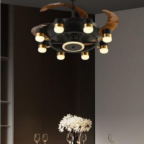 Nordic bedroom fan lamp modern household mute ultra-thin restaurant inverter ceiling fan lamp