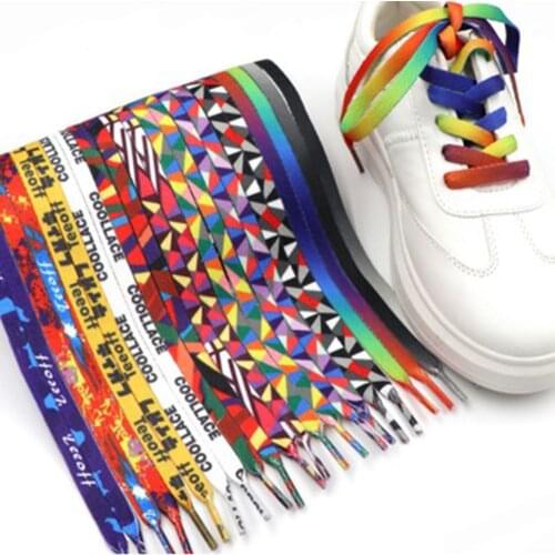 New Fashion Unisex Shoelaces Flat Shoe Print Canvas Shoelaces Sports Sneakers Dress Diy Colorful High Quality Elastic Shoelaces