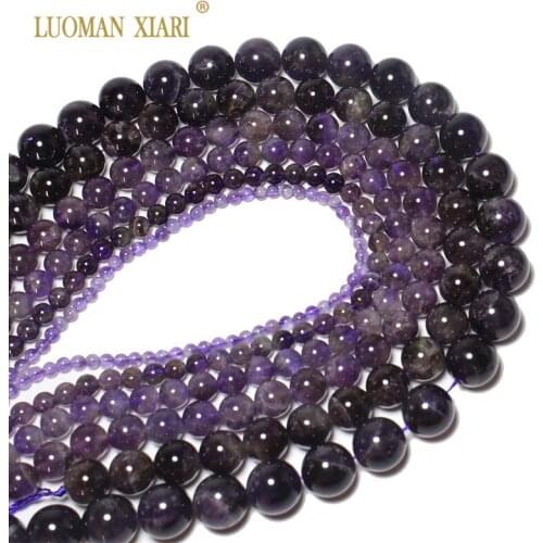 2018 New 100% Natural Amethysts AAA Crystal Stone Beads For Jewelry Making DIY Bracelet Necklace 4/6/8/10/12mm Strand 15